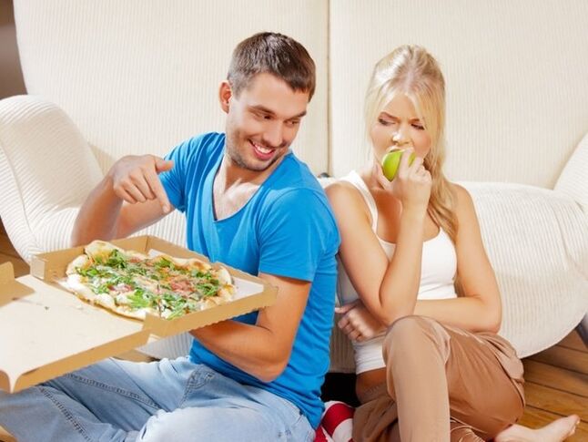 Schädliche Nahrung gegen Ernährung der Ernährung